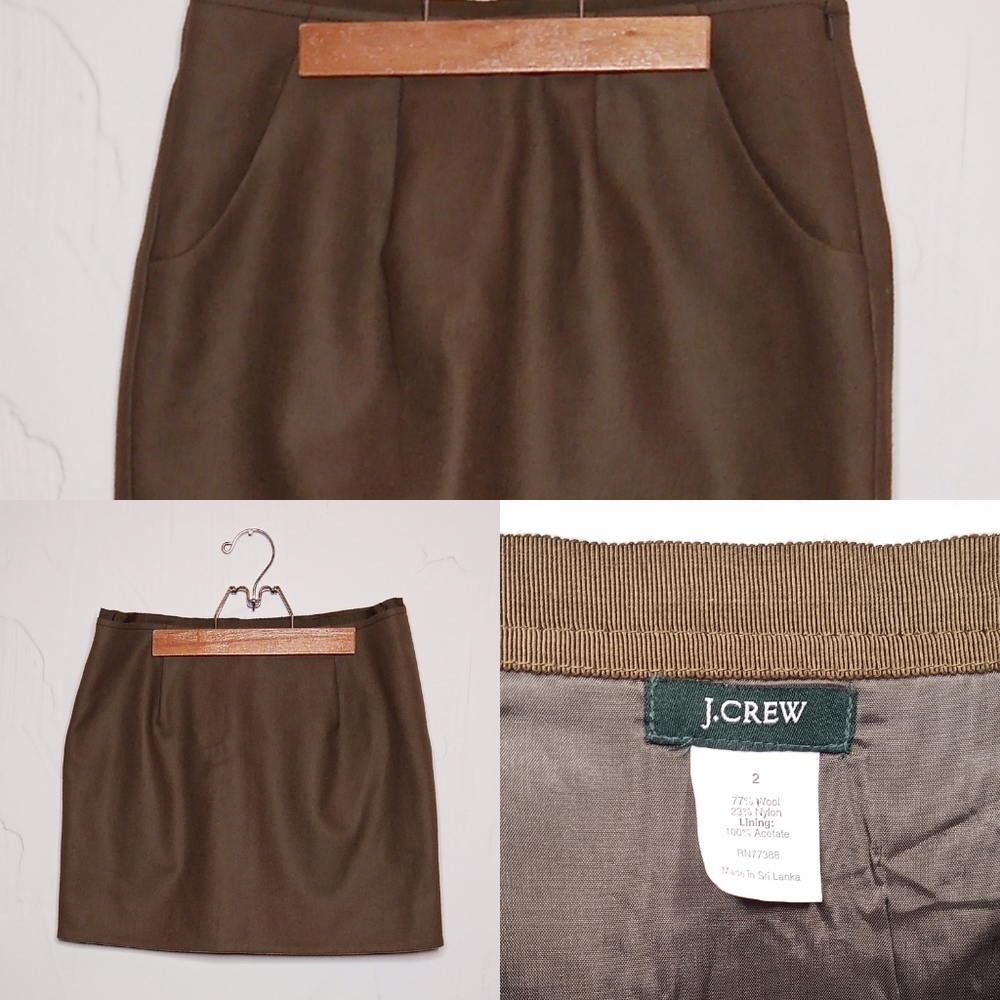 J.Crew Wool Mini Army Green POCKETS!